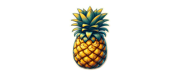 embroidered pineapple patch sticker, stitched patchwork icon on transparent png background,