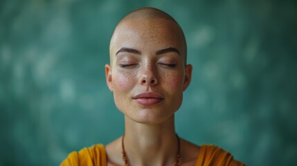 Serene Young Woman Meditating, Peaceful Expression with Eyes Closed