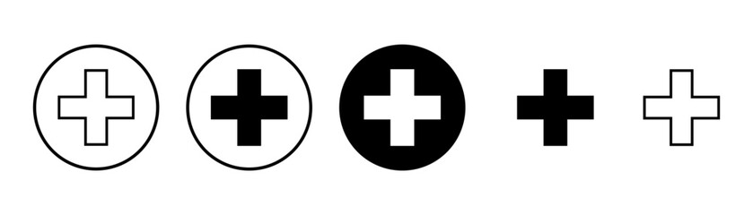 Plus Icon vector isolated on white background. Add plus icon. Addition sign. Medical Plus icon