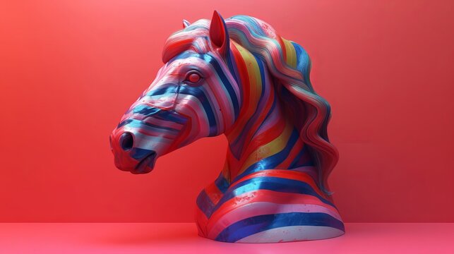 カラフルな馬のオブジェ,Generative AI AI画像