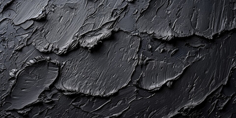 hick strokes of midnight black oil paint on a coarse linen canvas,
