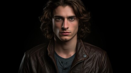 Fototapeta premium Brooding young man in leather jacket