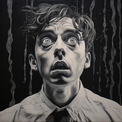 Surreal portrait of a man with intense expression