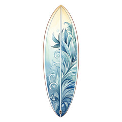 Surfboard Isolated Detailed Watercolor Hand Drawn Painting Illustration