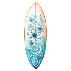 Surfboard Isolated Detailed Watercolor Hand Drawn Painting Illustration