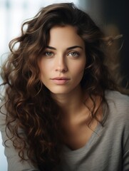 Naklejka premium beautiful woman with long curly hair