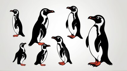 Obraz premium African Penguin minimalist logo with a white background