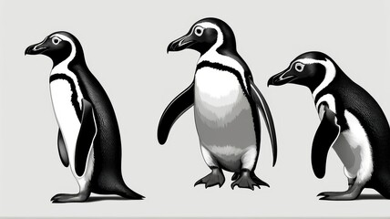 Obraz premium African Penguin minimalist logo with a white background