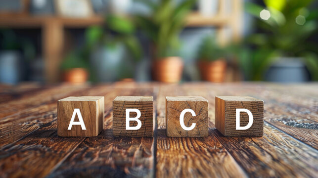 木のブロックとABCD文字,Generative AI AI画像