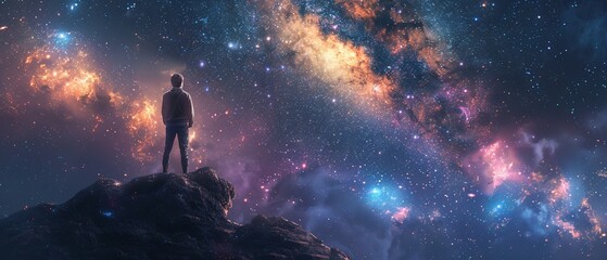 Fototapeta premium Fantasy art capturing breathtaking night sky scenes, showcasing the grandeur of the universe 8K , high-resolution, ultra HD,up32K HD