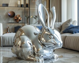 A rabbitshaped decor, finely detailed to embody both elegance and sophistication 8K , high-resolution, ultra HD,up32K HD - obrazy, fototapety, plakaty