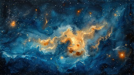 Fototapeta premium Celestial Symphony: A Watercolor Journey through Scorpio's Realm