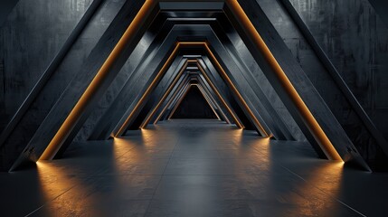 3D rendering of a dark geometric background 