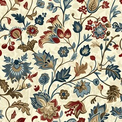 Seamless Jacobean fabric pattern, 17th Century repeating tile design