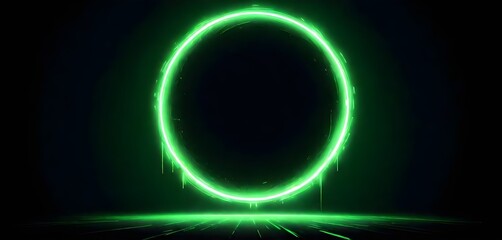 A glowing green circular portal create with ai