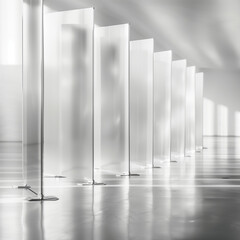 Drafting Exhibition Hall Dividers: Isolated on Silver Background
