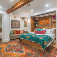 Compact Studio Apartment: Space-Saving Hidden Murphy Bed in the Wall