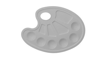 White plastic paint or art palette isolated on transparent and white background. Art concept. 3D render