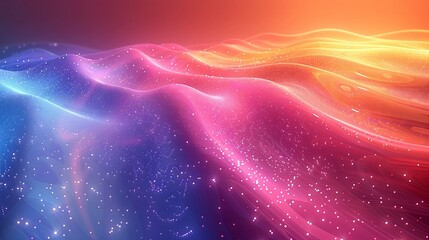 Vibrant Rainbow Waves with Glittering Particles - Dynamic Color Flow Illustration