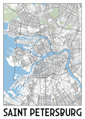 Saint Petersburg, Russia map poster art