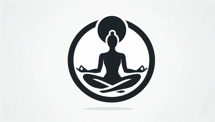 Simple black yoga pose icon logo