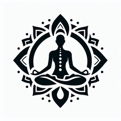 Intricate peaceful yoga pose icon logo