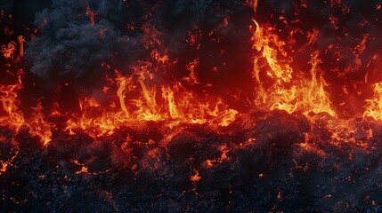 Fiery Lava Flow at Night