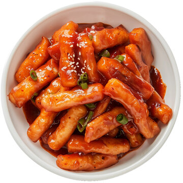 Tteokbokki, transparent background, isolated image, generative AI