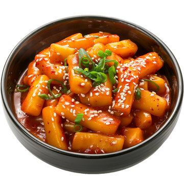 Tteokbokki, transparent background, isolated image, generative AI