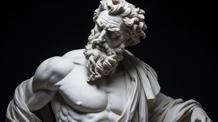 Dramatic sculpture of a bearded man with flowing robes