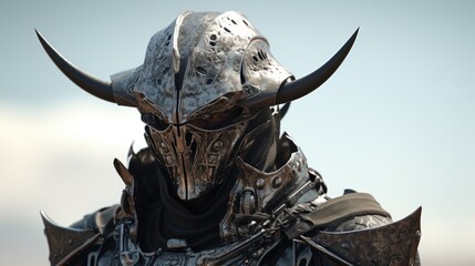 Fototapeta premium Futuristic warrior in armored mask