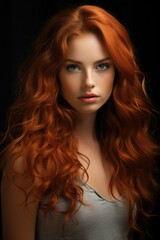 Fototapeta premium Vibrant redhead with flowing curls