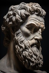 Weathered stone sculpture of a bearded man