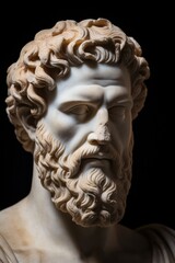 Detailed sculpture of a man with curly hair