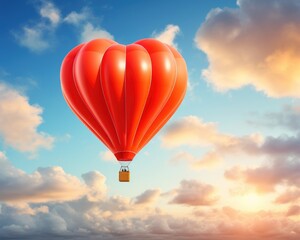 Fototapeta premium heart-shaped hot air balloon in the sky