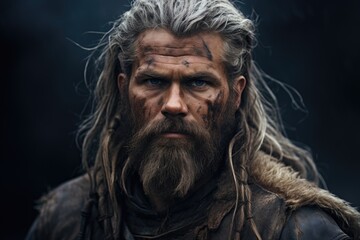 Rugged bearded man with intense expression