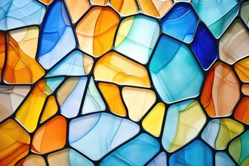 Colorful stained glass mosaic pattern - obrazy, fototapety, plakaty
