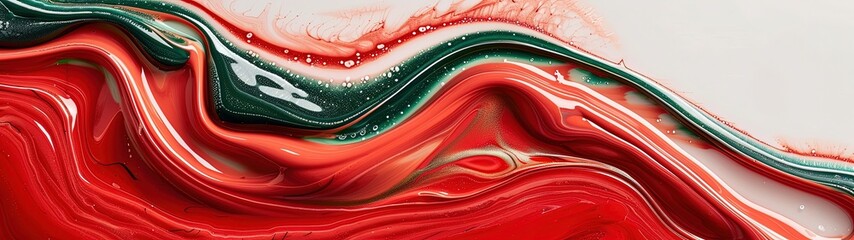 Dynamic abstract background with a mixture of dark green and red oil paint strokes, can be utilized for printed materials such as brochures, flyers, and business cards. - obrazy, fototapety, plakaty