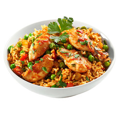 Arroz con Pollo, transparent background, isolated image, generative AI