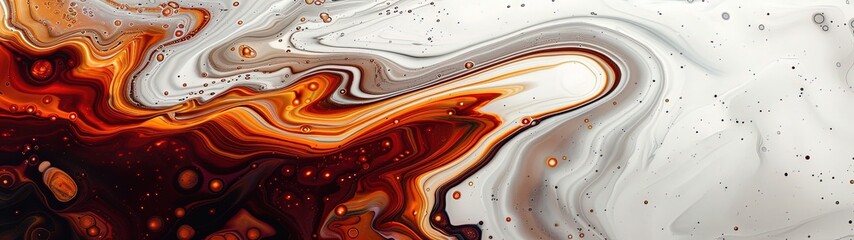 Dynamic abstract background with a mixture of dark brown and white oil paint strokes, can be utilized for printed materials such as brochures, flyers, and business cards. - obrazy, fototapety, plakaty
