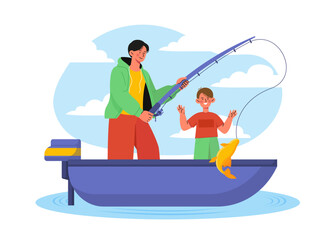 Fishing with father vector