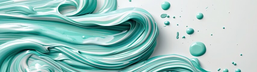 Obraz premium Dynamic abstract background with a mixture of white and mint-green oil paint strokes, can be utilized for printed materials such as brochures, flyers, and business cards.
