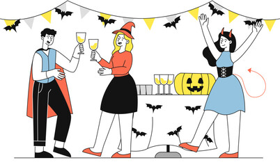 Halloween party people vector simple