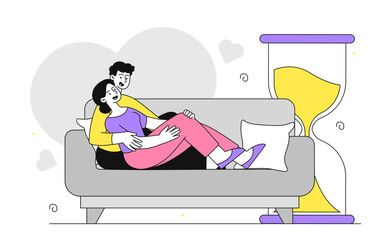 Happy couple at sofa vector simple