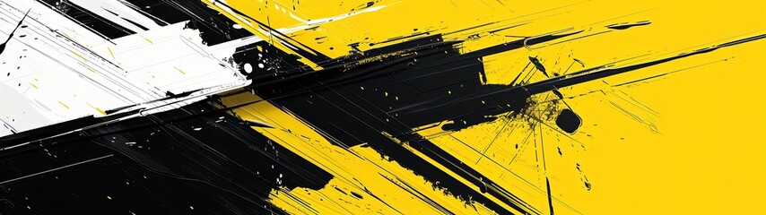 Dynamic abstract background with a mixture of yellow and black oil paint strokes, can be utilized for printed materials such as brochures, flyers, and business cards.