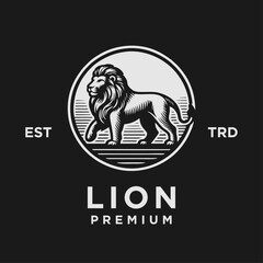 Fototapeta premium Lion logo icon vector illustration, emblem design