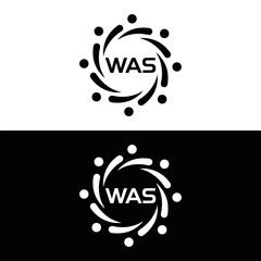 WAS set ,WAS logo. W A S design. White WAS letter. WAS, W A S letter logo design. Initial letter WAS letter logo set, linked circle uppercase monogram logo. W A S letter logo vector design.	
