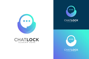 Chat logo icon. Chat bubble vector, private, lock, security