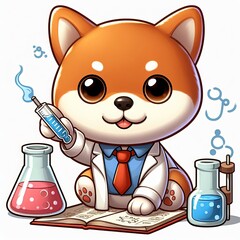 Fototapeta premium Scientific shiba inu puppy