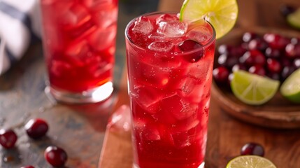 Cranberry ginger ale and lime juice come together in a mocktail that is both tart and sweet.